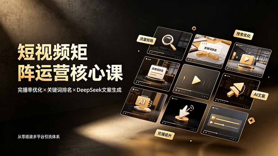 短视频矩阵运营核心课：完播率优化×关键词排名×DeepSeek文案生成，从零搭建多平台引流体系-网赚项目平台