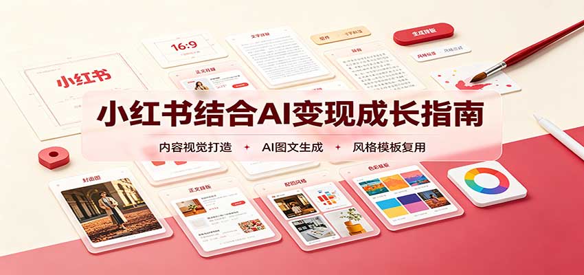 小红书结合AI变现成长指南：账号精准定位，内容视觉打造，搭建可复制流量获客体系-网赚项目平台