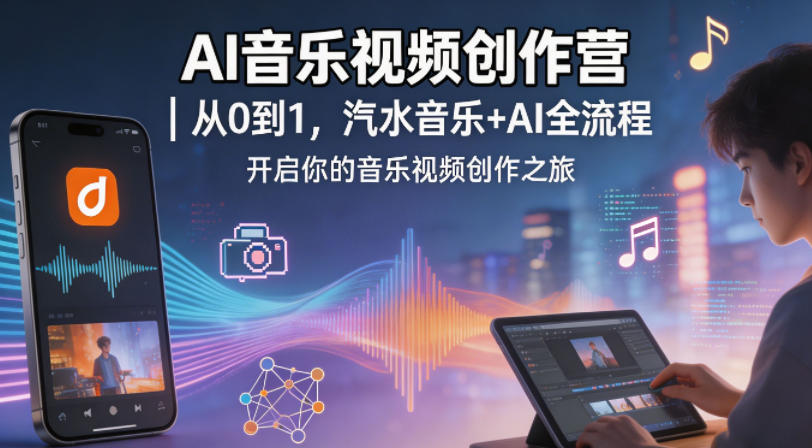 AI音乐视频创作营｜从0到1，汽水音乐+AI全流程，开启你的音乐视频创作之旅-网赚项目平台