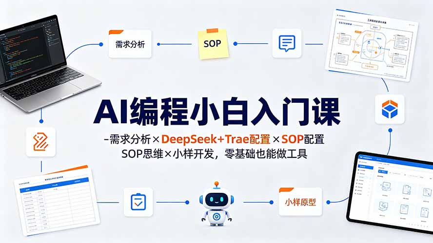 AI编程小白入门课-需求分析×DeepSeek+Trae配置×SOP思维×小样开发,零基础也能做工具-网赚项目平台