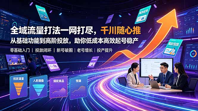 全域流量打法一网打尽,千川随心推从基础功能到高阶投放,助你低成本高效起号稳产-网赚项目平台