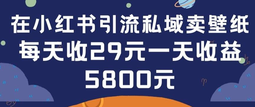 在小红书引流私域卖壁纸每张29元单日最高卖出200张(0-1搭建教程)【揭秘】-网赚项目平台