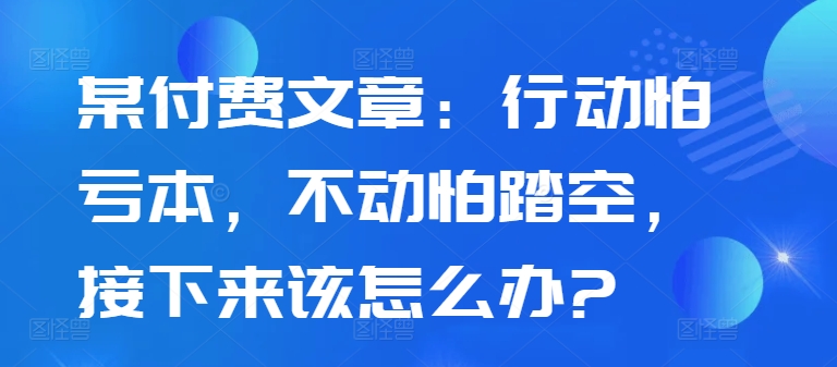 某付费文章：行动怕亏本，不动怕踏空，接下来该怎么办?-网赚项目平台