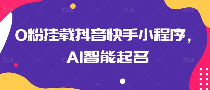 0粉挂载抖音快手小程序，AI智能起名-网赚项目平台