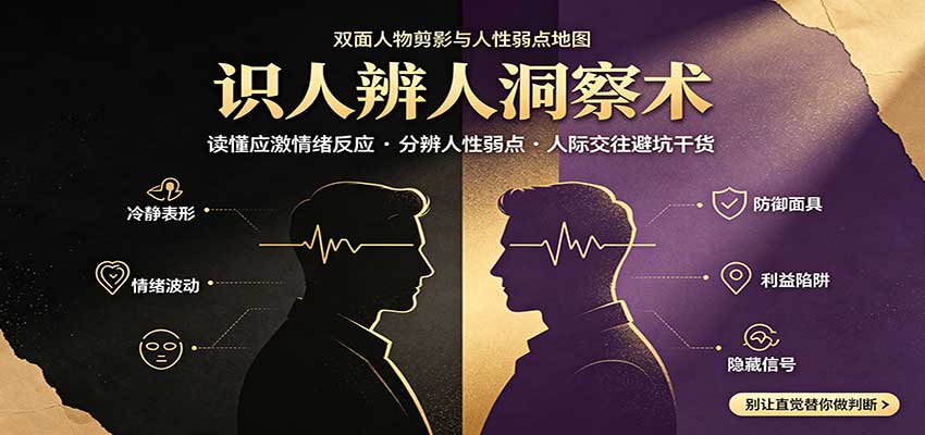 识人辨人终极心法：读懂应激情绪反应，分辨人性弱点，人际交往避坑干货-网赚项目平台