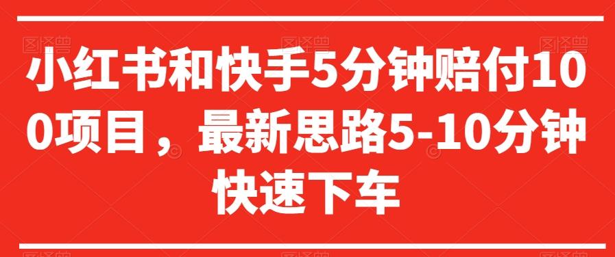 小红书和快手5分钟赔付100项目，最新思路5-10分钟快速下车【仅揭秘】-网赚项目平台
