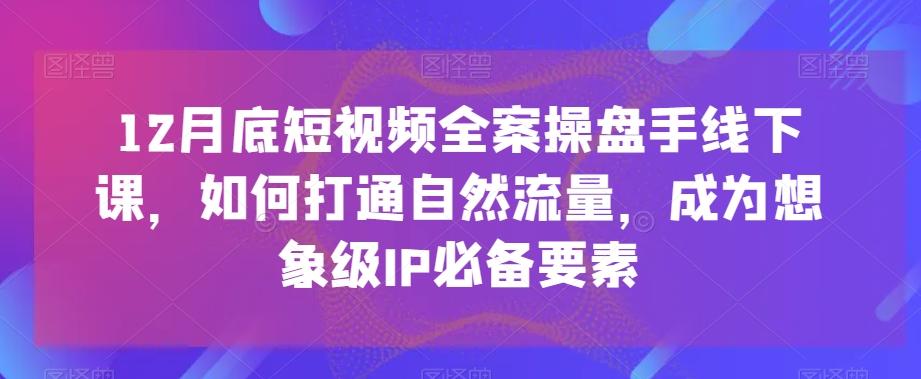 12月底短视频全案操盘手线下课，如何打通自然流量，成为想象级IP必备要素-网赚项目平台