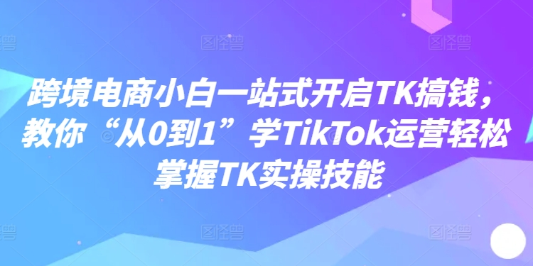 跨境电商小白一站式开启TK搞钱，教你“从0到1”学TikTok运营轻松掌握TK实操技能-网赚项目平台