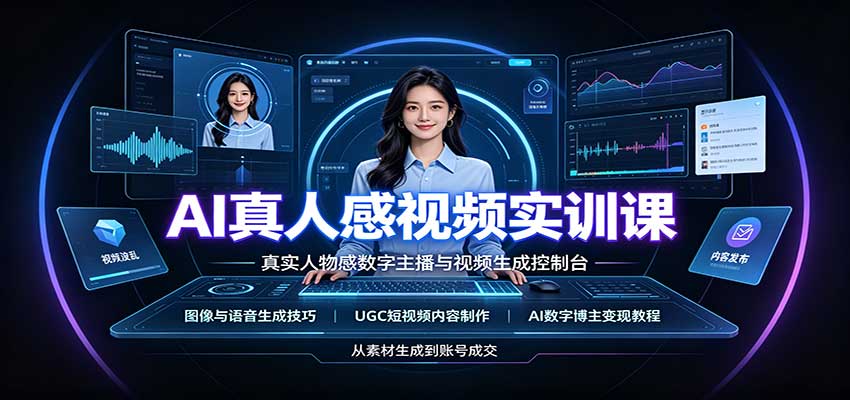AI真人感视频实训课：图像语音生成，UGC内容制作，AI数字博主变现教程-网赚项目平台