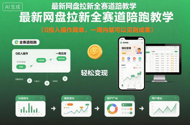 最新网盘拉新全赛道陪跑教学,0投入操作简单,一周内就可以见到成果-网赚项目平台