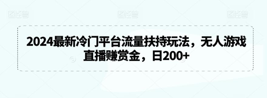 2024最新冷门平台流量扶持玩法，无人游戏直播赚赏金，日200+【揭秘】-网赚项目平台