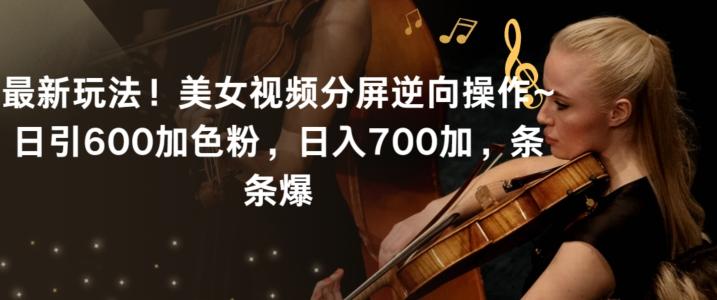 最新玩法！美女视频分屏逆向操作~日引600加色粉，日入700加，条条爆【揭秘】-网赚项目平台