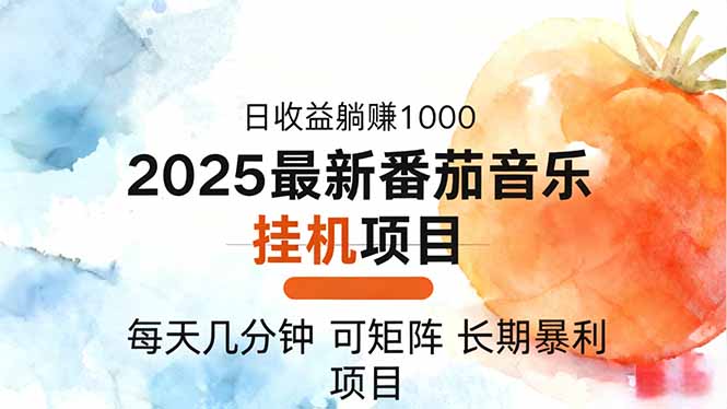 2025年最新番茄音乐人挂机项目，每天几分钟，月入1000＋，可矩阵，一台...-网赚项目平台