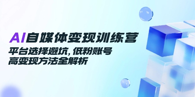 AI自媒体变现训练营，平台选择避坑，低粉账号高变现方法全解析-网赚项目平台