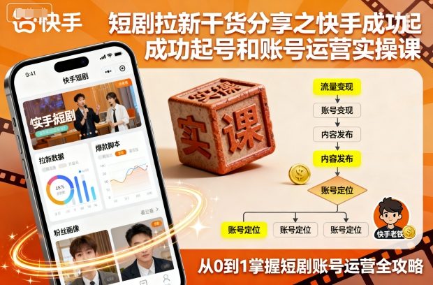 短剧拉新干货分享之快手成功起号和账号运营实操课-网赚项目平台