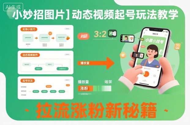 小妙招图片+动态视频起号玩法教学,拉流涨粉新秘籍-网赚项目平台
