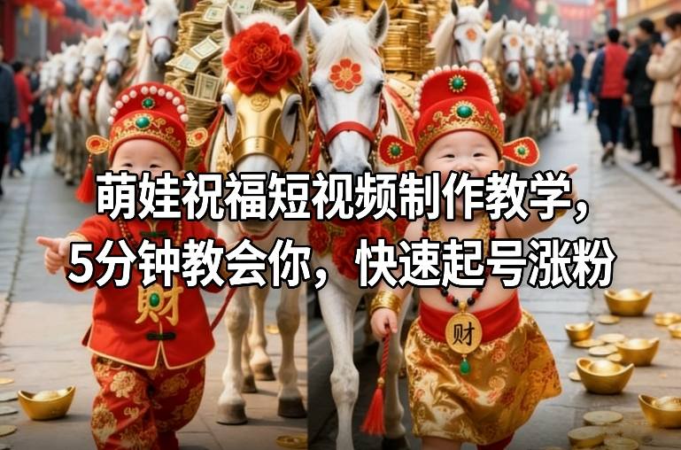 萌娃祝福短视频制作教学，5分钟教会你，快速起号涨粉-网赚项目平台