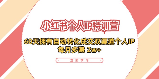 小红书个人IP陪跑营：两个月打造自动转化成交的多渠道个人IP，每月收入2w+(30节)-网赚项目平台
