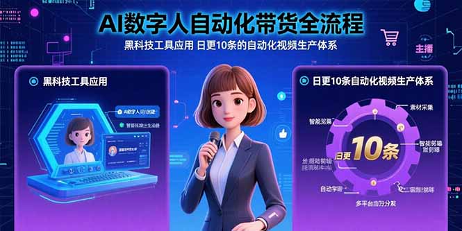 AI数字人自动化带货全流程：黑科技工具应用 日更10条的自动化视频生产体系-网赚项目平台