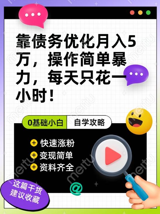 靠债务优化月入五万，每天只要花两个小时，多种方式轻松变现【揭秘】-网赚项目平台