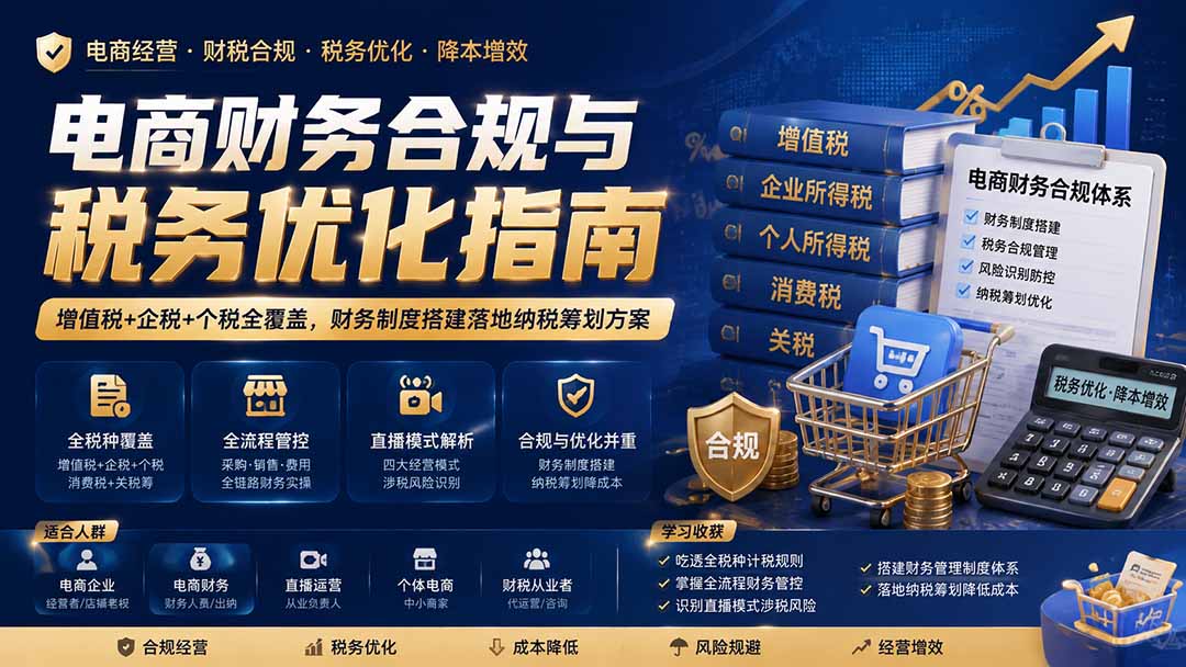电商财务合规与税务优化指南：增值税+企税+个税全覆盖，财务制度搭建落地纳税筹划方案-网赚项目平台
