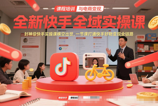 全新快手全域实操课，封神级快手实操课横空出世，一节课打通快手好物变现全链路-网赚项目平台