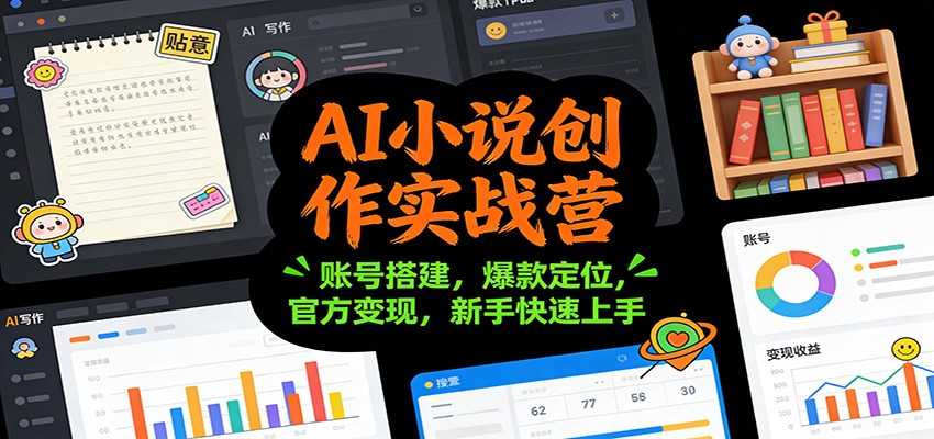 AI小说创作实战营：账号搭建，爆款定位，官方变现，新手快速上手-网赚项目平台