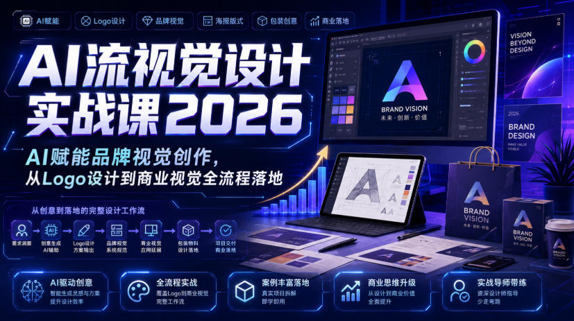AI流视觉设计实战课2026：AI赋能品牌视觉创作，从Logo设计到商业视觉全流程落地-网赚项目平台