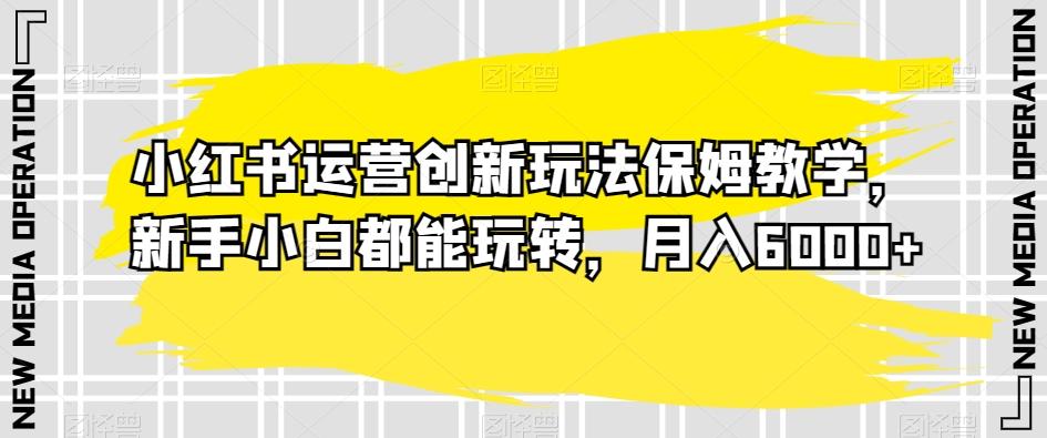 小红书运营创新玩法保姆教学，新手小白都能玩转，月入6000+【揭秘】-网赚项目平台