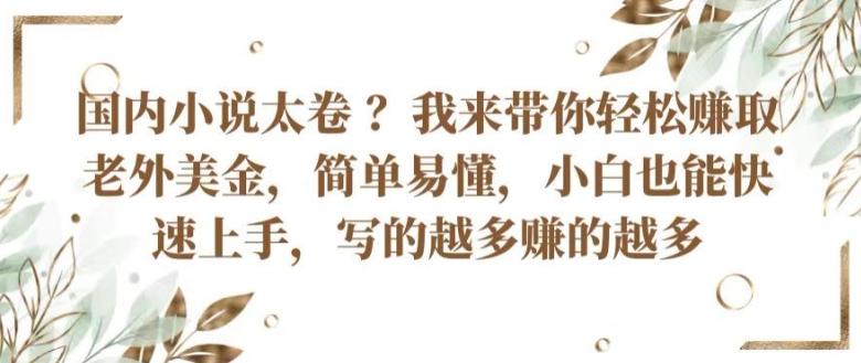 国内小说太卷 ?带你轻松赚取老外美金，简单易懂，小白也能快速上手，写的越多赚的越多【揭秘】-网赚项目平台