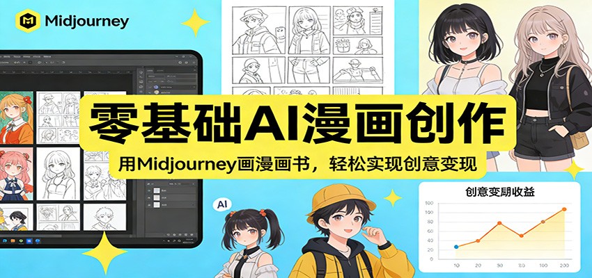 零基础AI漫画创作：用Midjourney画漫画书，轻松实现创意变现-网赚项目平台
