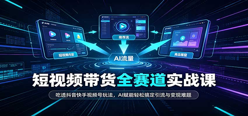 短视频带货全赛道：吃透抖音快手视频号玩法，AI赋能轻松搞定引流与变现难题-网赚项目平台