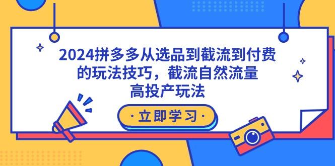 2024拼多多从选品到截流到付费的玩法技巧，截流自然流量玩法，高投产玩法-网赚项目平台