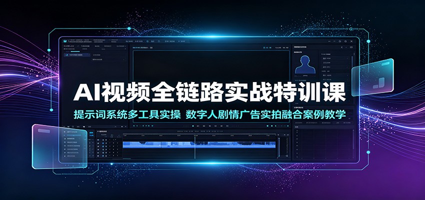 AI视频全链路实战特训课：提示词系统多工具实操，数字人剧情广告实拍融合案例教学-网赚项目平台