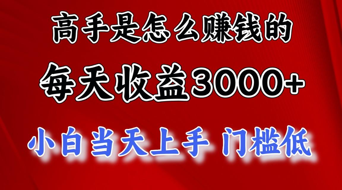 高手是怎么赚钱的，一天收益3000+ 这是穷人逆风翻盘的一个项目，非常稳…-网赚项目平台