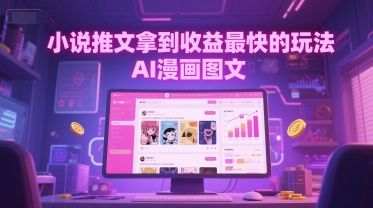 小说推文拿到收益最快的玩法，AI漫画图文-网赚项目平台