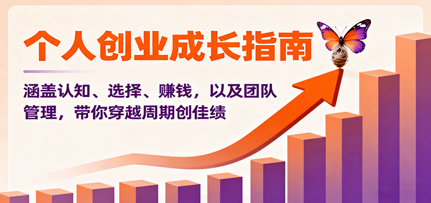 个人创业成长指南:涵盖认知、选择、赚钱,以及团队管理,带你穿越周期创佳绩-网赚项目平台