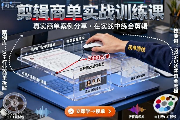 剪辑商单实战训练课，真实商单案例分享，在实战中练会剪辑-网赚项目平台