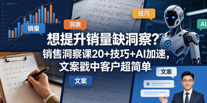 想提升销量缺洞察？销售洞察课20+技巧+AI加速，文案戳中客户超简单【原创双语字幕】-网赚项目平台
