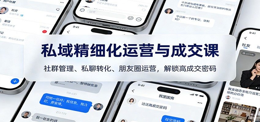 私域精细化运营与成交课：社群管理、私聊转化、朋友圈运营，解锁高成交密码-网赚项目平台