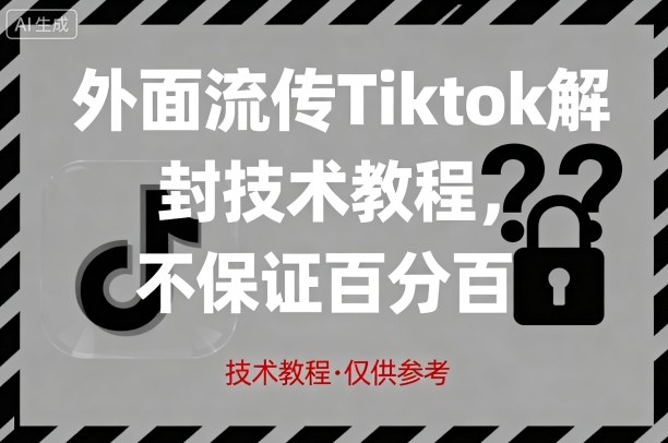 外面流传Tiktok解封技术教程，不保证百分百，具体自测-网赚项目平台