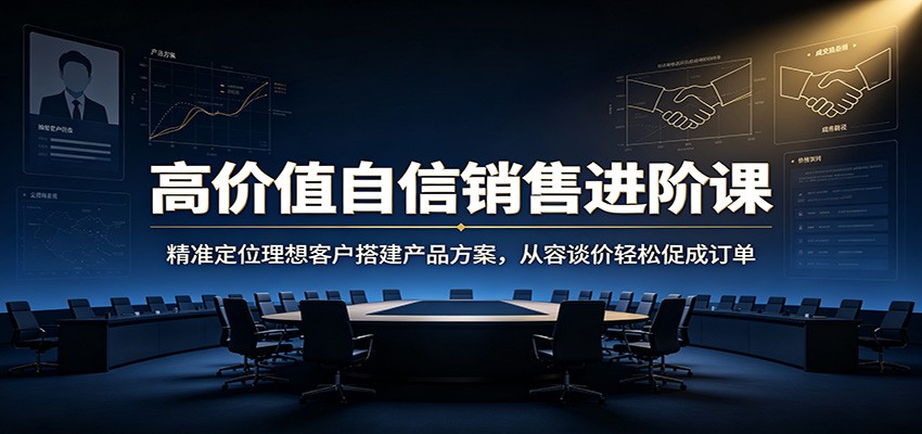高价值自信销售进阶课：精准定位理想客户搭建产品方案，从容谈价轻松促成订单-网赚项目平台