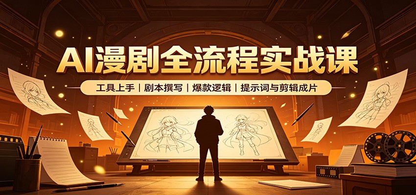 AI漫剧全流程实战课：工具上手、剧本撰写、爆款逻辑、提示词与剪辑成片-网赚项目平台