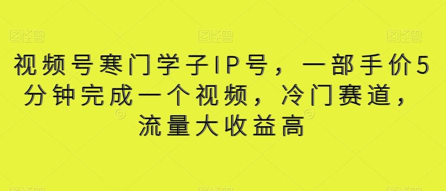 视频号寒门学子IP号，一部手价5分钟完成一个视频，冷门赛道，流量大收益高【揭秘】-网赚项目平台
