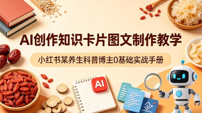 AI创作知识卡片图文制作教学，小红书某养生科普博主0基础实战手册-网赚项目平台