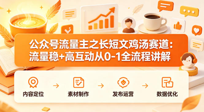 公众号流量主之长短文鸡汤赛道，流量稳+高互动，从0-1全流程讲解-网赚项目平台