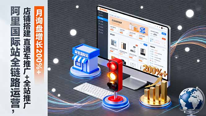 阿里国际站全链路运营，店铺搭建+直通车推广+全站推广，月询盘增长200%+-网赚项目平台