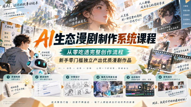 AI生态漫剧制作系统课程,从零吃透完整创作流程,新手零门槛独立产出优质漫剧作品-网赚项目平台