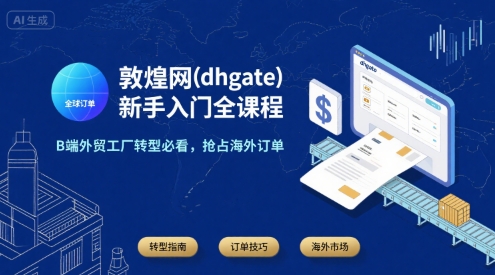敦煌网(dhgate)新手入门全课程，B端外贸工厂转型必看，抢占海外订单-网赚项目平台