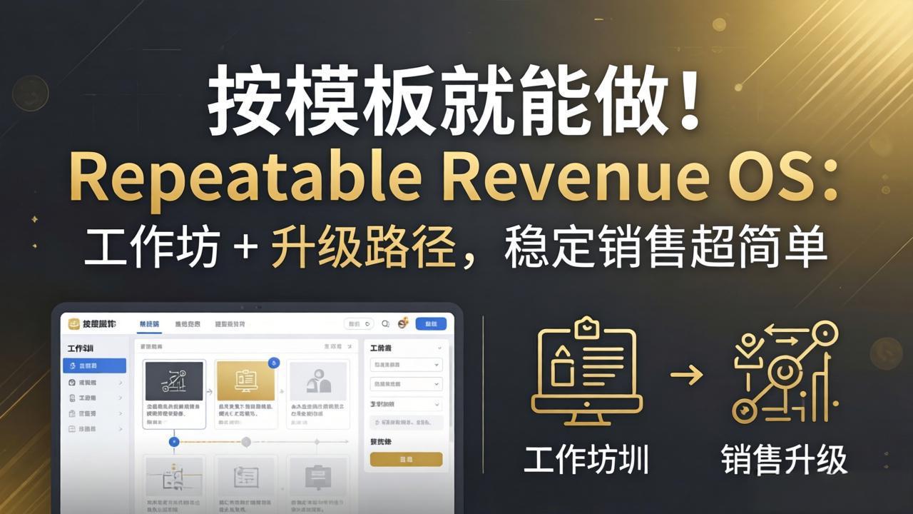 按模板就能做！Repeatable Revenue OS：工作坊 + 升级路径，稳定销售超简单-网赚项目平台